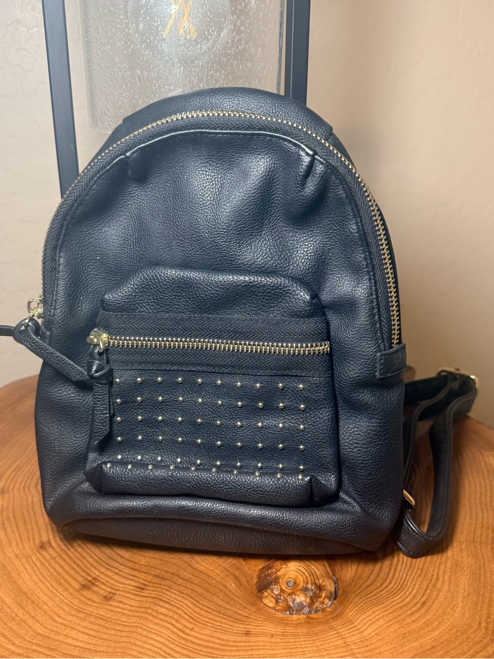 Mossimo Supply Co. Black Mini Backpack with Gold Stud Accents - Picture 2 of 5